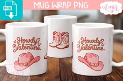 Howdy Valentine mug wrap PNG, Wester Valentine mug PNG Product Image 2