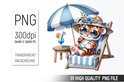 Summer Animals Clipart PNG Bundle, Beach Animals PNG Product Image 10