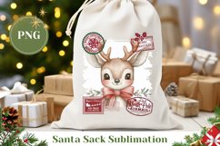 Christmas Deer Santa Sack Design, Winter Deer Gift Bag Product Image 1