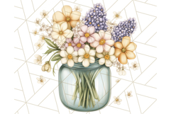 Flowers in Glass Jars PNG, Rustic Floral Watercolor Clipart Product Image 4