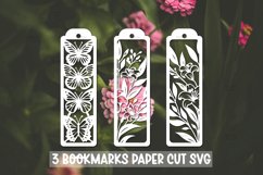 3 Floral Bookmarks Paper cut SVG Laser cut,Cricut,Silhouette Product Image 1