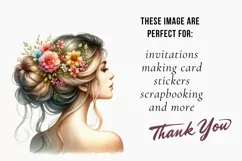 flower hair style sublimation, hair style woman clipart Product Image 2