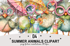 Summer Animals Clipart Watercolor PNG Product Image 1