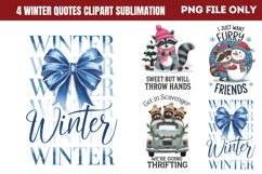 Winter Raccoon Sublimation Clipart PNG Product Image 1