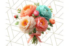 Pastel Flower Bouquet PNG Clipart, Elegant Floral Art Product Image 4
