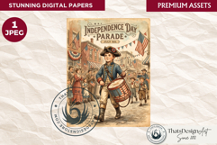 Patriotic Vintage 4th of July Junk Journal digital paper Product Image 1