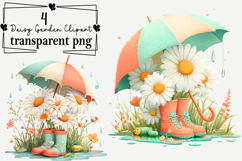 Whimsical Daisy Garden Clipart Watercolor PNG Product Image 1