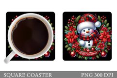 Cute Snowman Coaster Design. Christmas Coaster Sublimation Product Image 1