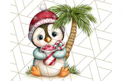 Christmas Penguins The Beach Clipart PNG, Tropical Holiday Product Image 4