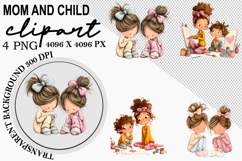 Mom and Child Clipart Watercolor PNG Product Image 1