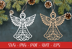 Christmas Angel laser SVG PNG| Christmas ornament Product Image 1