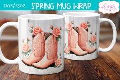 Spring mug wrap sublimation PNG, Cowboy boots mug png Product Image 1