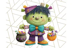 Colorful Halloween Clipart PNG, Cute Kids & Candy Clip Art Product Image 4