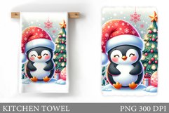 Christmas Penguin Kitchen Towel. Christmas Kitchen Towel Product Image 1