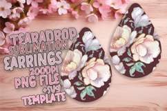 Vibrant Teardrop Earrings Template Art , Flower Pattern Product Image 1