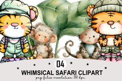 Whimsical Safari Clipart Watercolor PNG Product Image 1