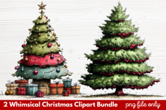 2 Whimsical Christmas Clipart | Cute Festive Holiday PNG Product Image 1