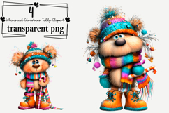 Whimsical Christmas Teddy Clipart Watercolor PNG Product Image 1