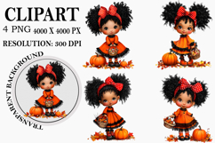 Whimsical Halloween Girl Clipart Watercolor PNG Product Image 1