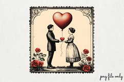 Valentines Romantic Retro Style Stamp Clipart PNG Product Image 1