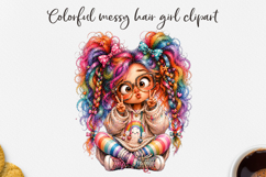 Colorful Messy Hair Girls Clipart PNG Product Image 1