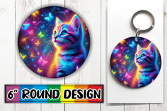 Luminous Round Ornaments Sublimation PNG, Cat Product Image 1