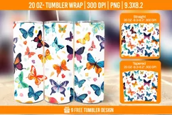 3D Cute Butterfly Tumbler Wrap Designs, Sublimation Wrap Product Image 1