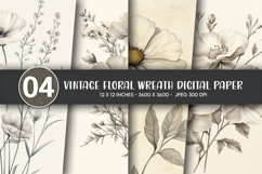 Vintage Floral Wreath Digital Paper Product Image 1