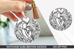 Heart Love Keychain Sublimation - Valentine Keychain PNG Product Image 1
