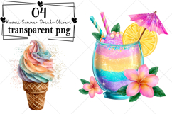Kawaii Summer Drinks Clipart Watercolor PNG Product Image 1