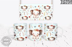 Cute Elephant Mug Wrap Sublimation - Elephant Mug PNG Product Image 1