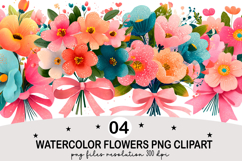 Summer Wildflowers Clipart Watercolor png Product Image 1