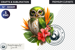 Floral Owl Fantasy clipart, Botanical and Wildlife Graphics Product Image 1