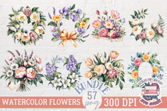 Spring Flowers Clipart Sublimation Bundle 57 PNG Bouquet Product Image 5
