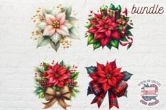 Christmas Poinsettia Bundle Sublimation 36 PNG Flowers Product Image 6