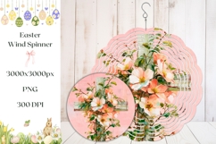 Christian Wooden Cross Wind Spinner, Floral Wind Spinner Product Image 1