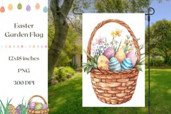 Easter Garden Flag, Watercolor Easter Basket PNG Product Image 1