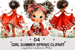 Girl Summer Spring Clipart png Watercolor png Product Image 1