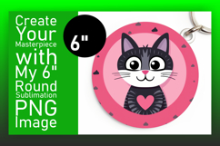 Sleek Round Design Car Coaster PNG , Cute Cat Product Image 1