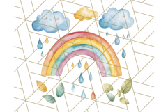Watercolor Dinosaur and Rainbow PNG Clipart, Baby Nursery Product Image 4