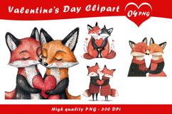 Cute Fox Couple Love Clipart PNG Product Image 1