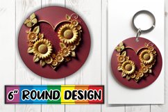 Blissful Round Keychains PNG, 3D Heart Product Image 1