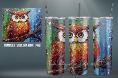 Owl Tumbler Wrap | Sublimation impasto painting tumbler Wrap Product Image 2