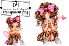 Whimsical Leopard Summer Girl Clipart Watercolor PNG Product Image 1