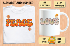 Retro Groovy Alphabert PNG 70s Numbers &amp; Letters 300 DPI Product Image 6