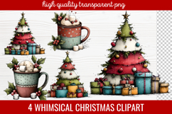 4 Whimsical Christmas Clipart | Cute Holiday PNG Set Product Image 1