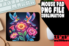 Colorful Raccoon &amp; Bloom Mouse Pad Sublimation PNG Product Image 1