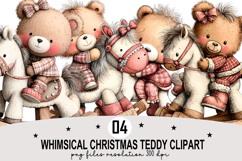 Whimsical Christmas Teddy Clipart Watercolor PNG Product Image 1