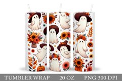 Cute Ghost Tumbler Sublimation. Ghost Halloween Tumbler Product Image 1