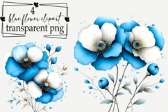 Whimsical Blue flower clipart Watercolor PNG Product Image 1